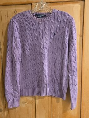 Ralph Lauren Lavender Cable Knit Crewneck Sweater